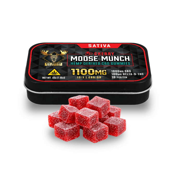 Moose Munch - 1100mg: 100mg D9 + 1000mg CBD - Sativa Strawberry